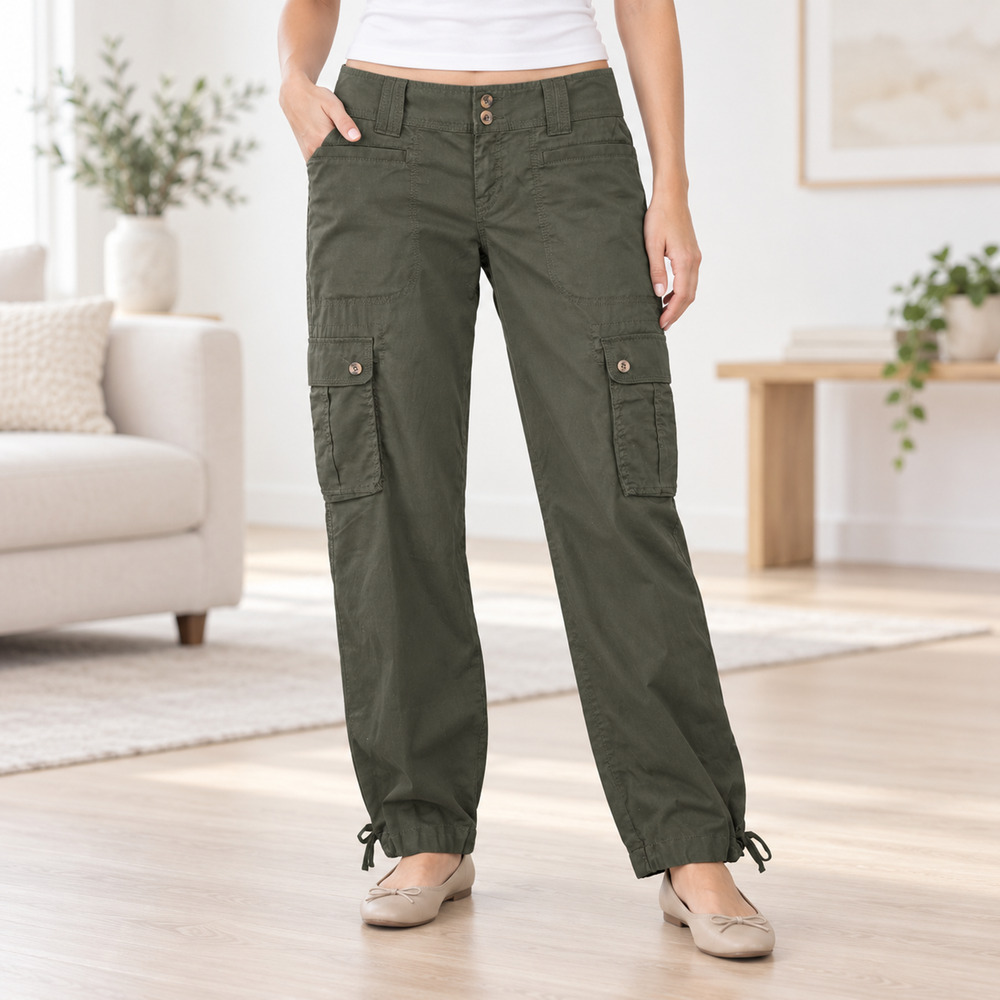 Old Navy Y2K Harem Cargo Pants Womens 6 Olive Low Rise Cinch Hem NWT Hipster